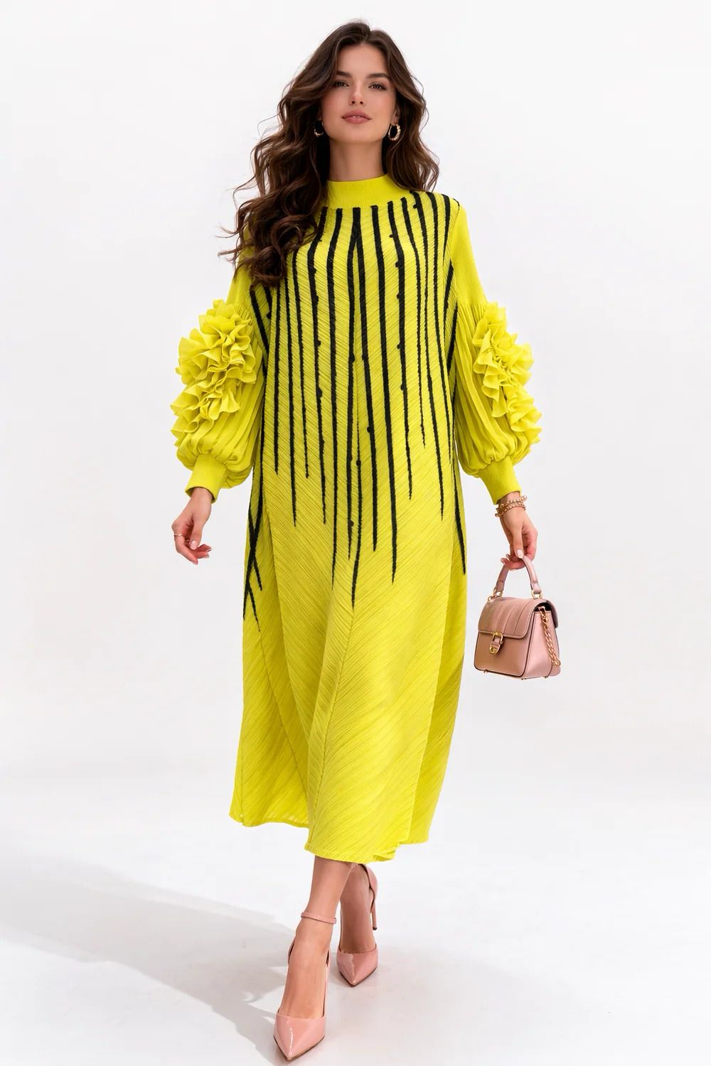 Yellow Ruffle Sleeve Dress M Yellow Ruffle Sleeve Dress M