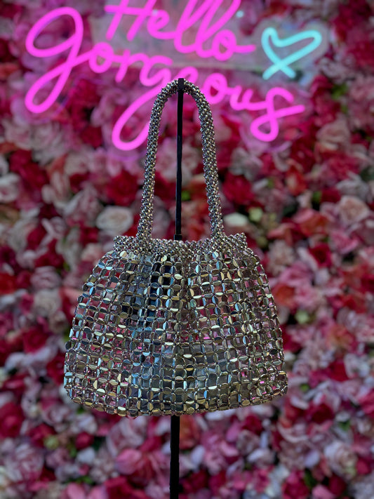 Silver Spotlight Mesh Bag