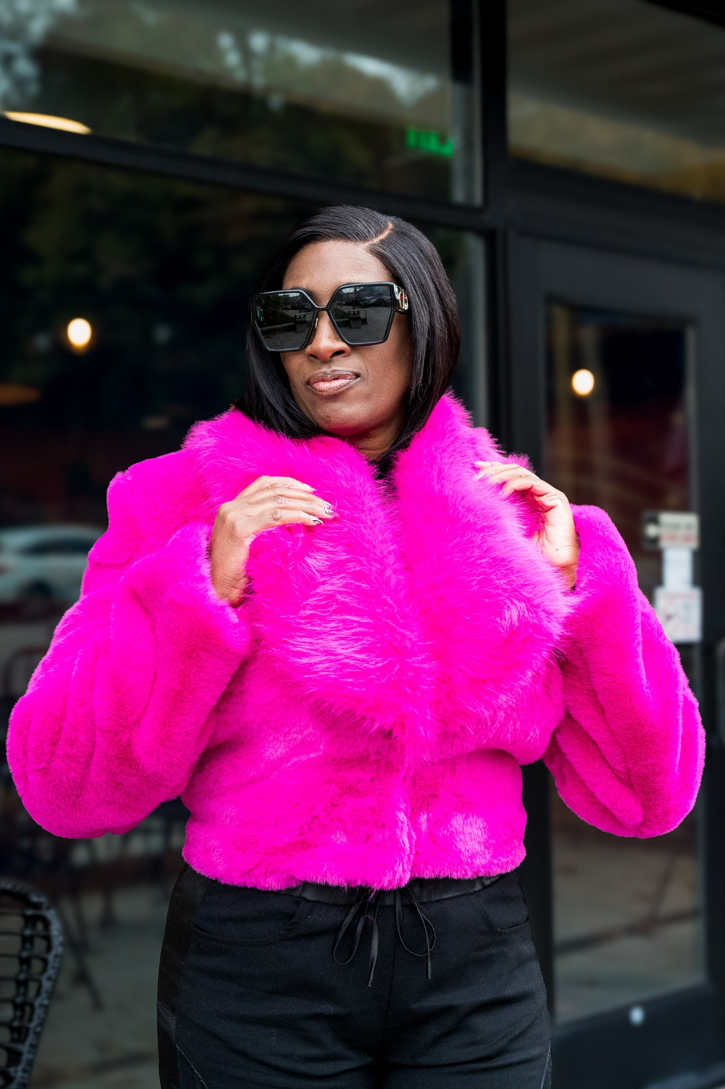 Fuchsia Glam Faux Fur Jacket