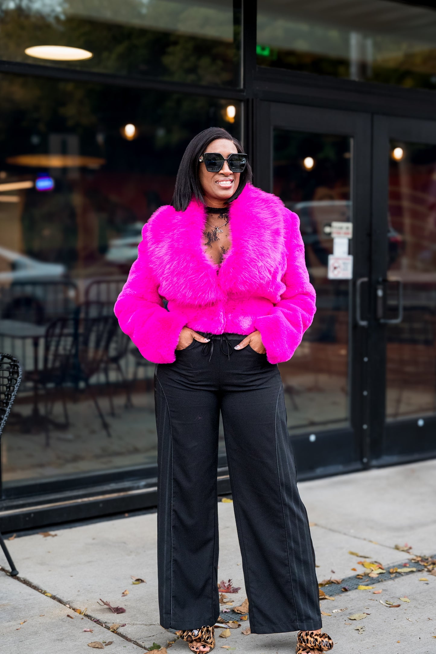 Fuchsia Glam Faux Fur Jacket