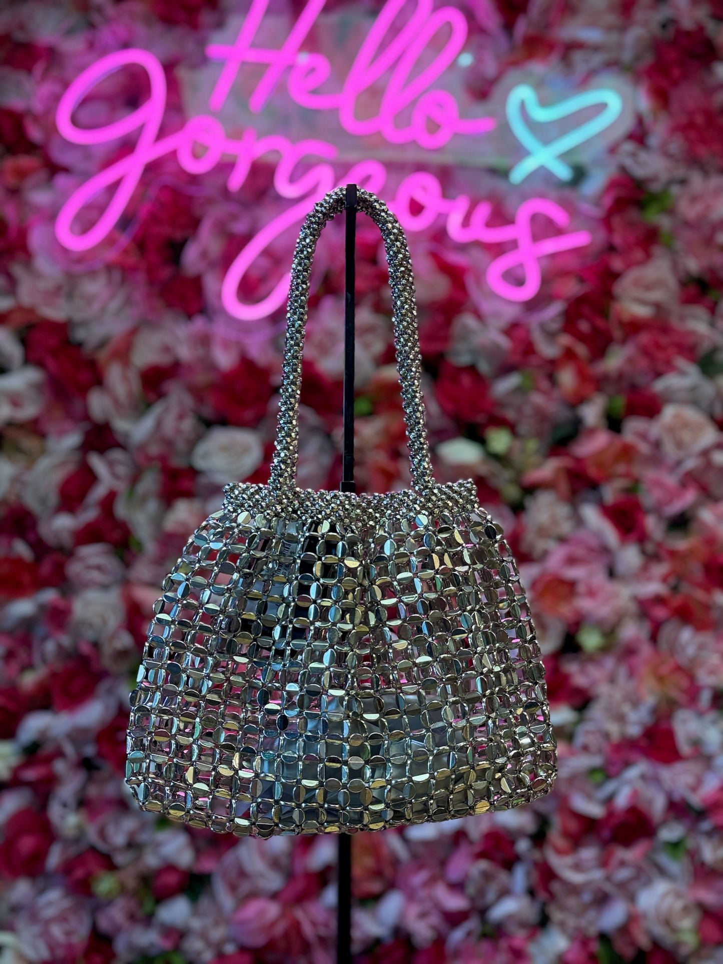 Silver Spotlight Mesh Bag