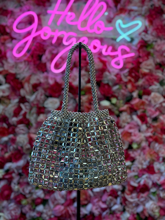 Silver Spotlight Mesh Bag