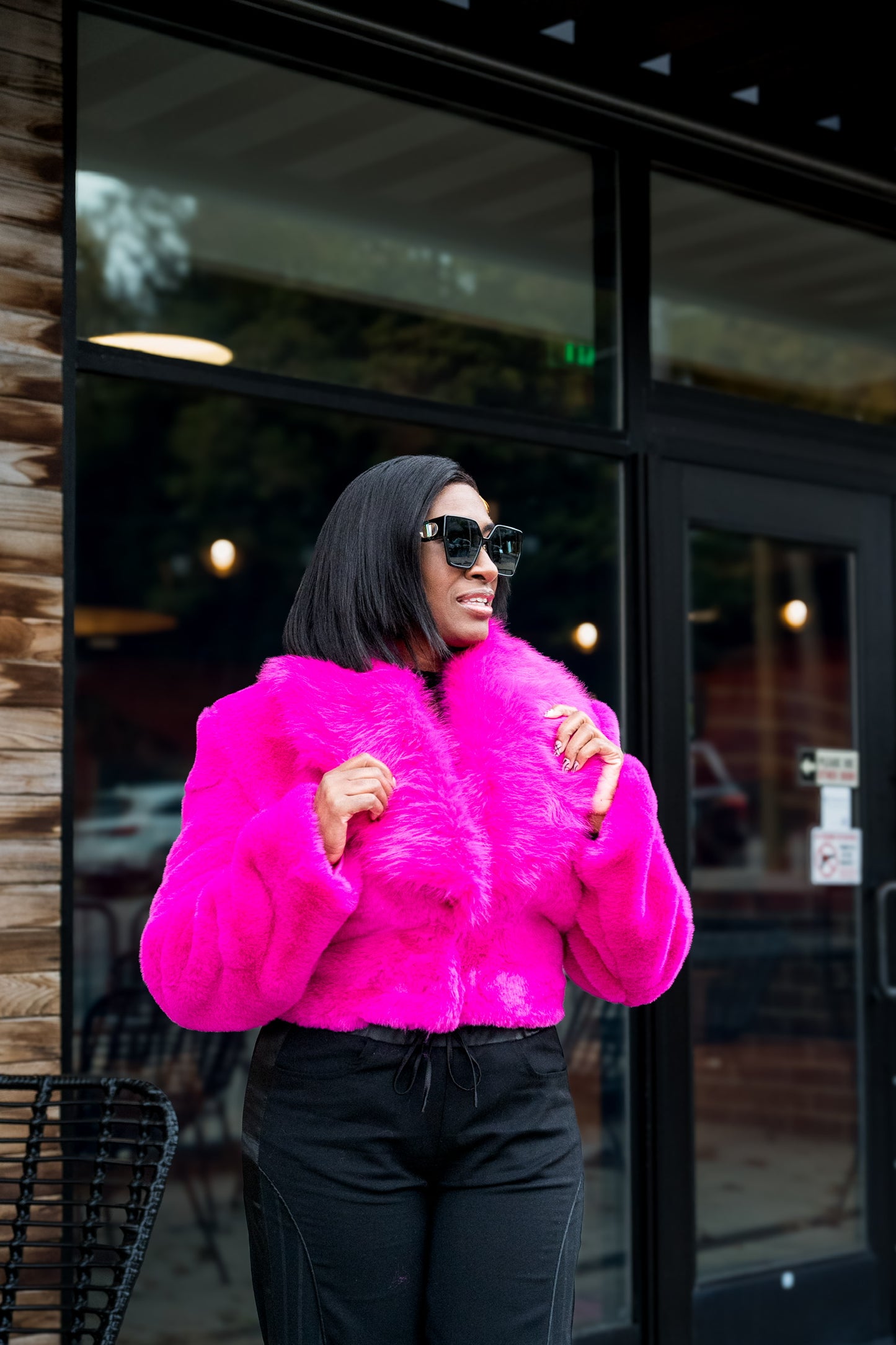 Fuchsia Glam Faux Fur Jacket