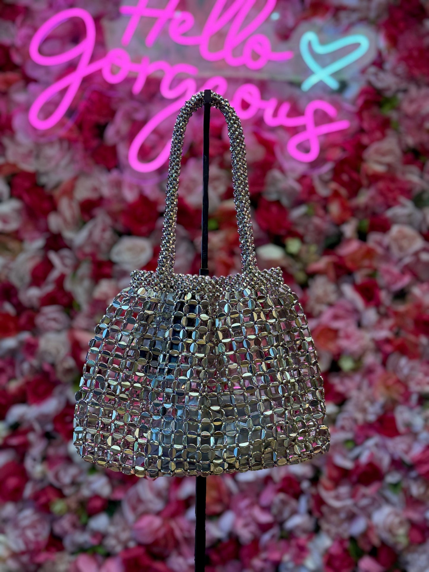 Silver Spotlight Mesh Bag