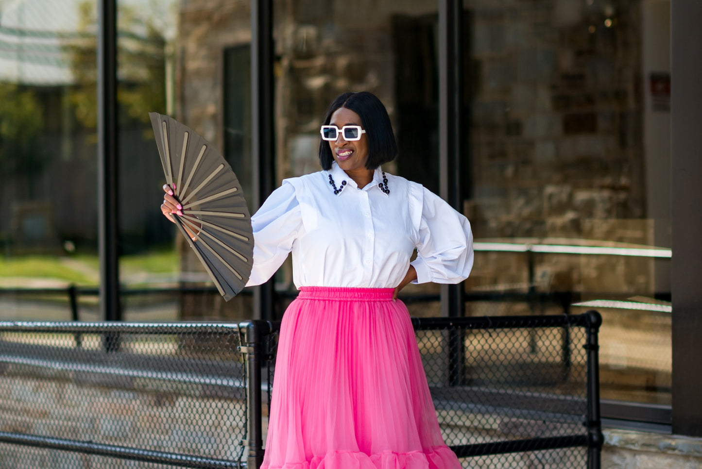 Pleated Ruffle Tulle Skirt
