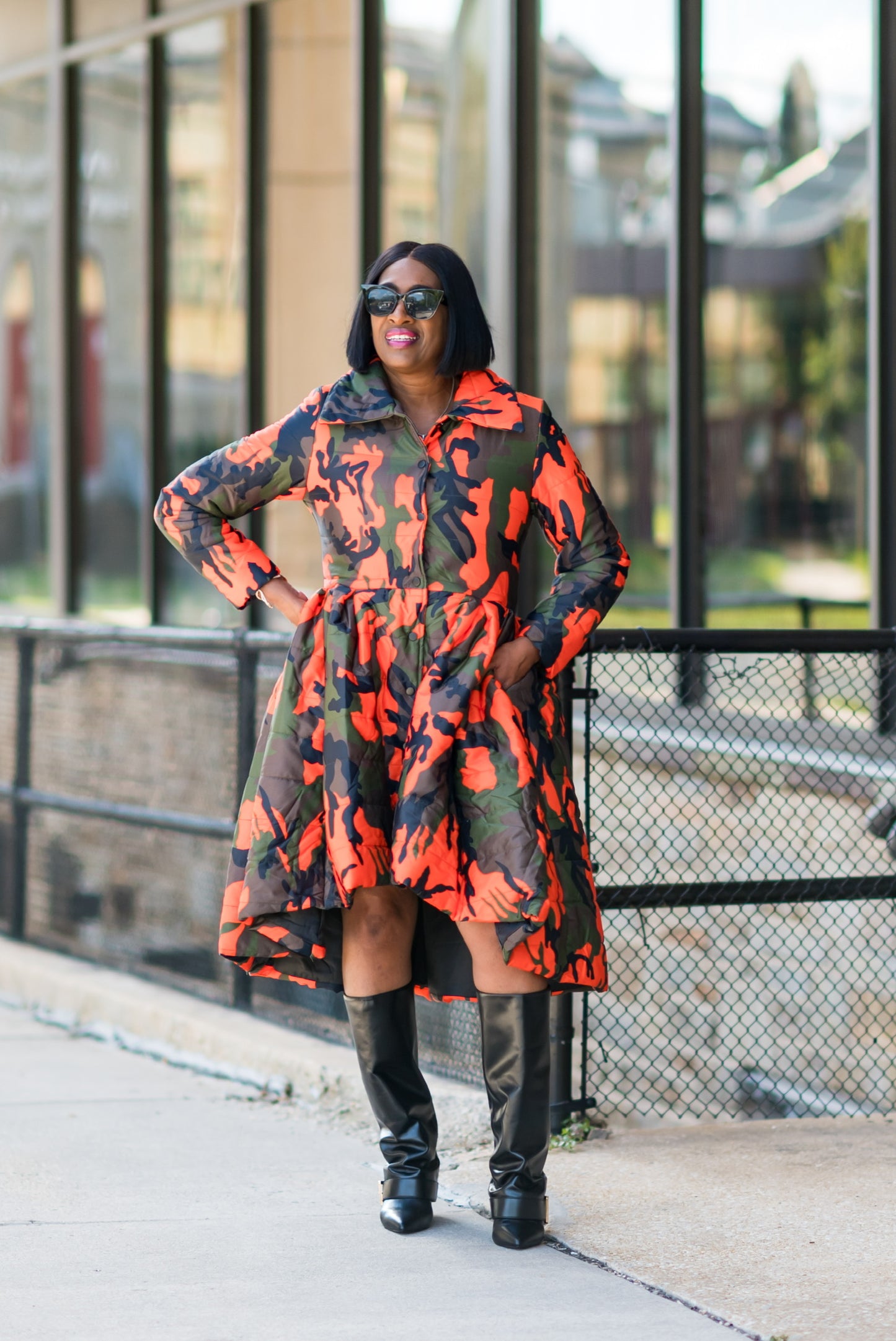 Luxe Peplum Camo Coat