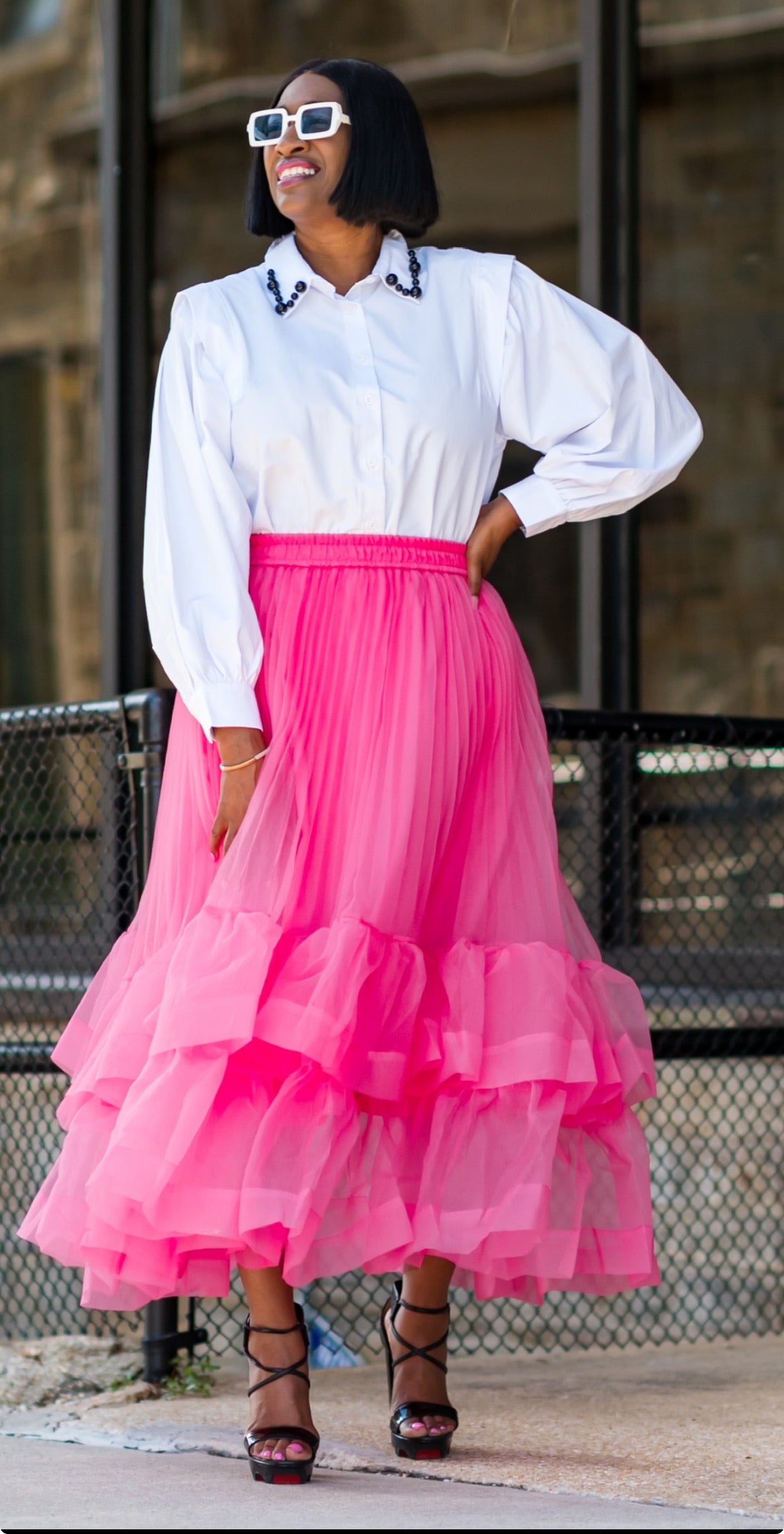 Pearl-Trim Classic Blouse