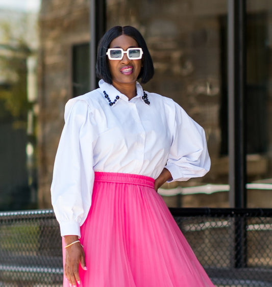 Pearl-Trim Classic Blouse